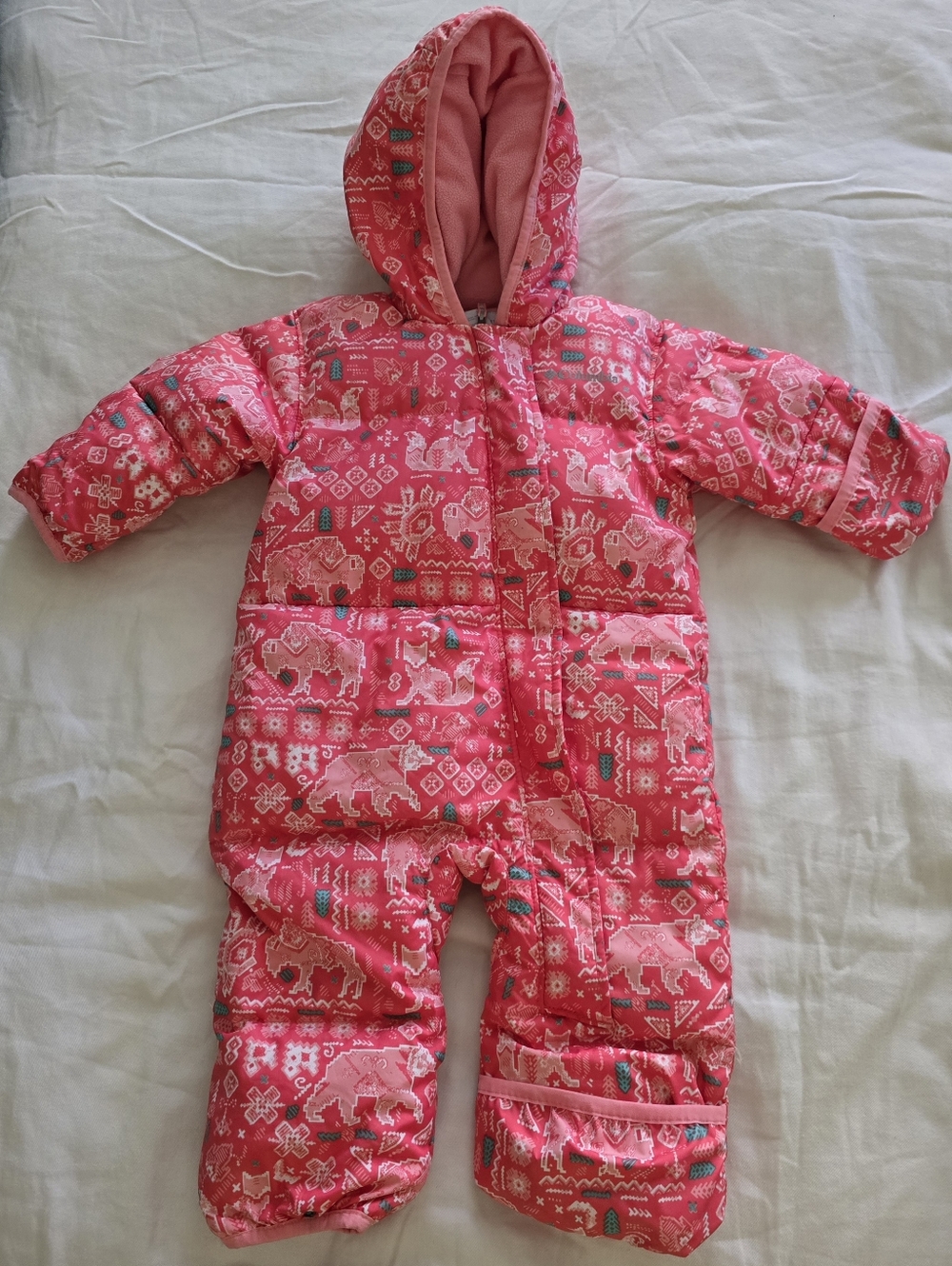Columbia Pink Patterned Baby Snowsuit One-Piece 6 Months